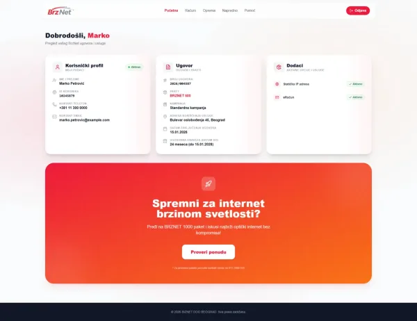 Moj BrzNet portal - Potpuna kontrola nad vašim optičkim internetom